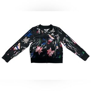 Adidas Floral Print Kids Track Suit Jacket - Black and Multicolor Sz 5
